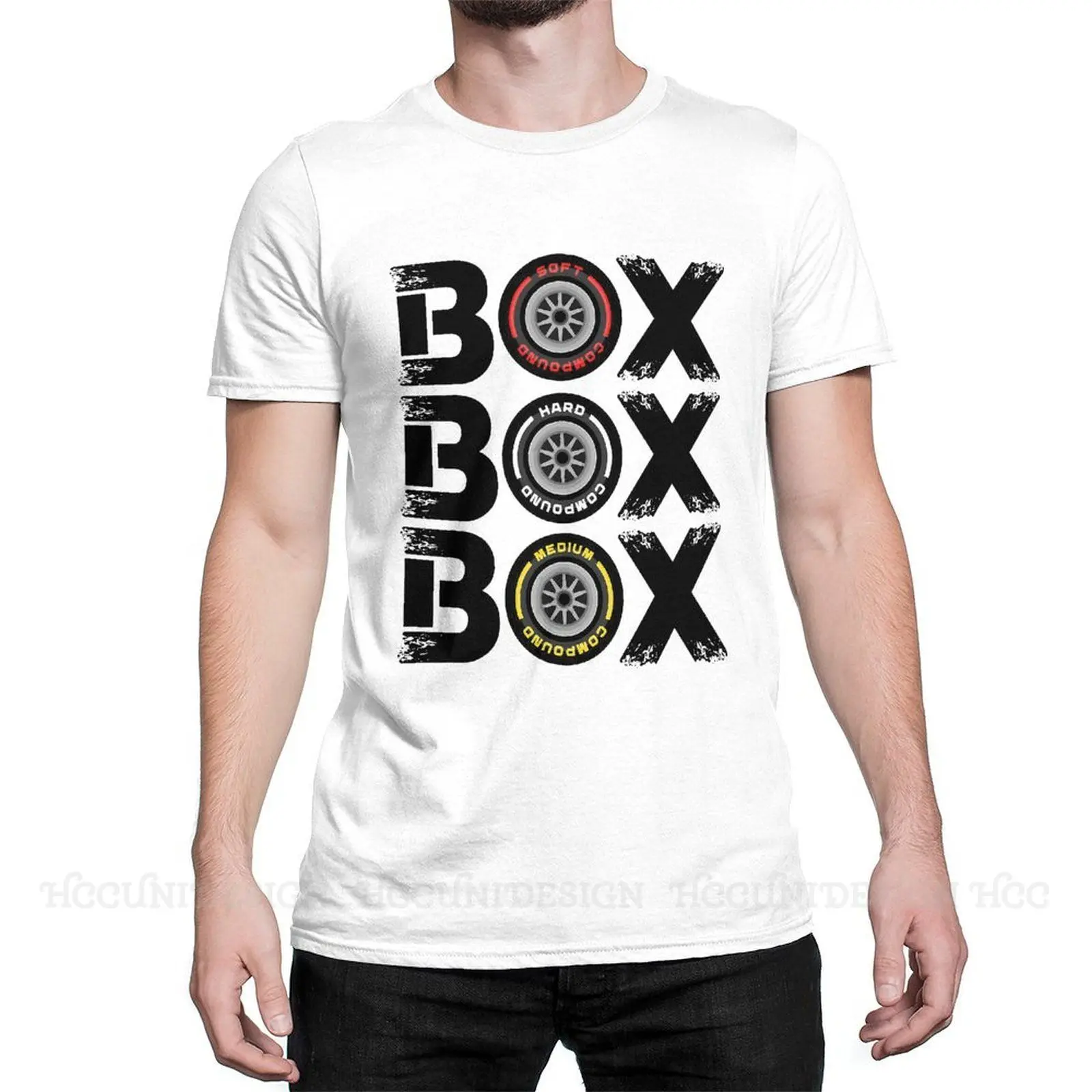 Men's Box F1 Tyre Compound V2 T Shirts Formula 1 100% Cotton Clothing Funny Short Sleeve Crewneck Tee Shirt | Мужская одежда