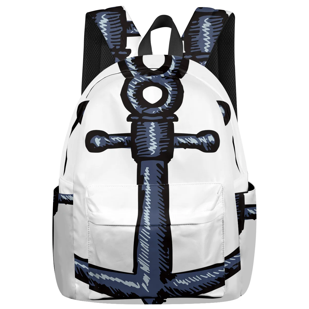

WHEREISART Anchor Graffiti Art Painting Nautical Theme Backpacks Shoes Compartment Outdoor Backpack Water Resistant Laptop