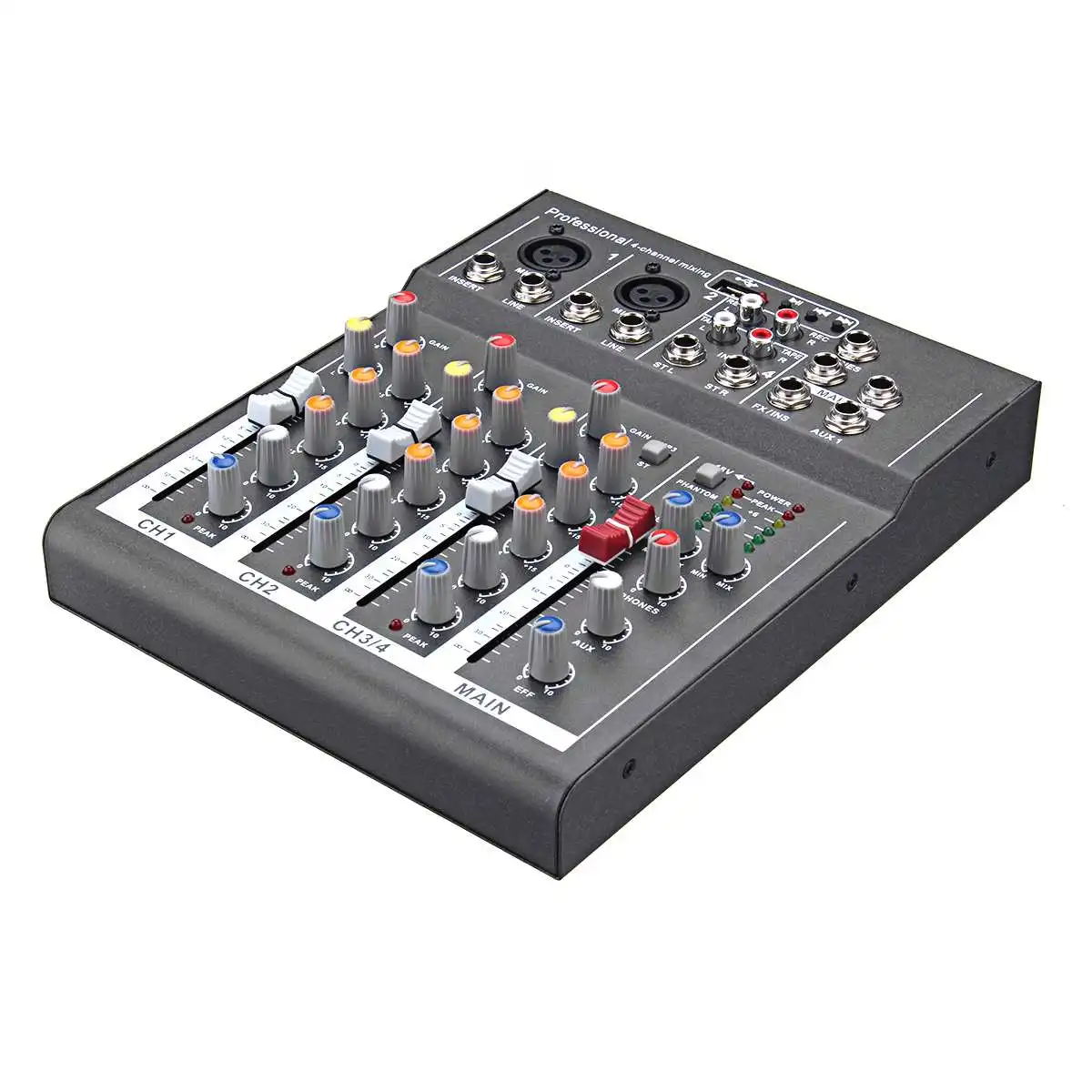 4 канала профессиональный звуковой микшер DJ микшер USB звуковая карта микшерный пульт для караоке KTV домашняя производительность 110 V-220 V