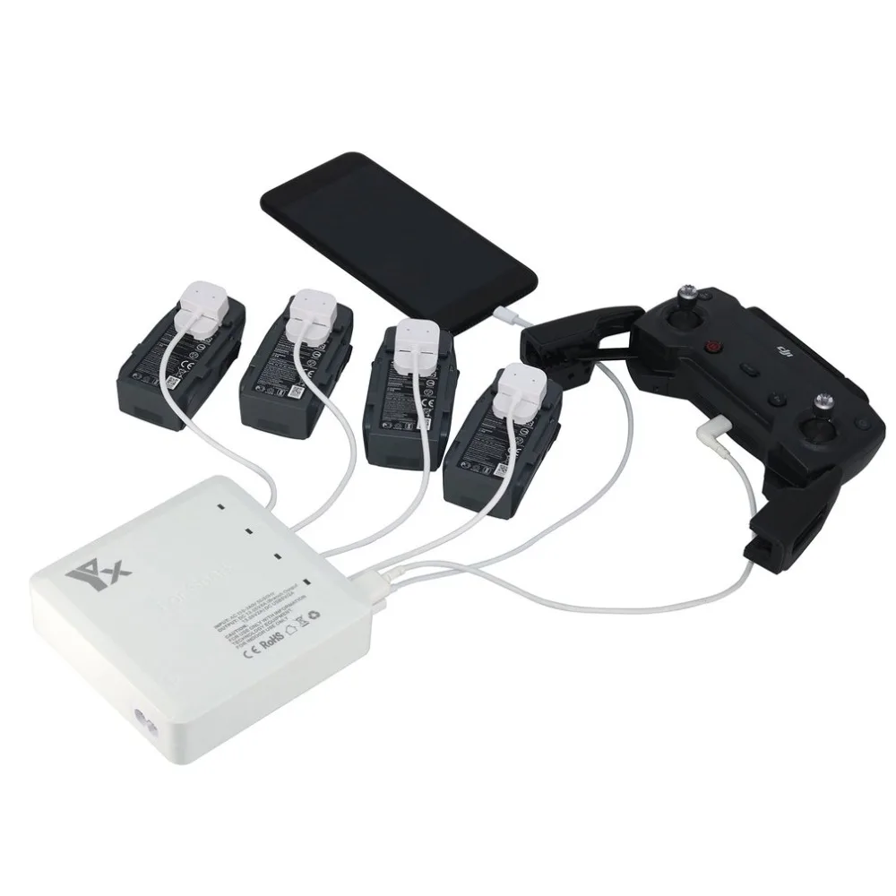EU Plug 2 в 1 зарядное устройство для DJI Spark Drone интеллектуальная втулка для быстрой зарядки пульт дистанционного управления батарея 2 usb порта 4 батареи