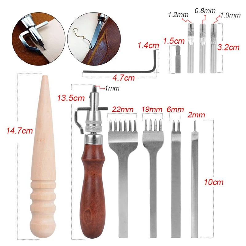 Leather Groover Leather Craft Tools Hand Sewing Stitching Leather Craft DIY Tool Leather Hole Punches Leather Edge Polisher