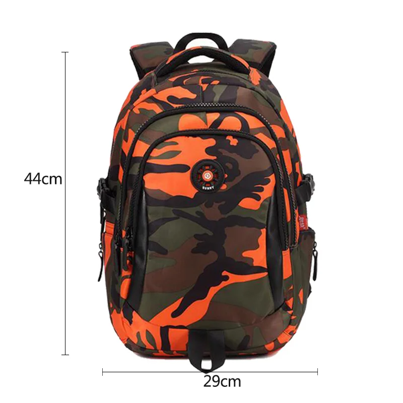 Школьные сумки для мальчиков-подростков с несколькими карманами, рюкзак для путешествий с крутым мальчиком, военная школьная сумка, камуфляжные мужские рюкзаки - Цвет: Orange big