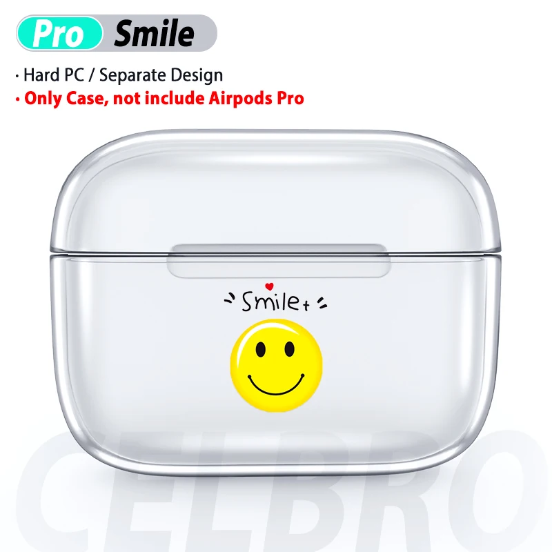 Smile Для AirPods Pro, милый чехол, прозрачный чехол, Жесткий PC, Cristal, мультяшный, защита для наушников, для Air Pod Pro 3, Funda, Coque, для AirPods Box - Цвет: Smile