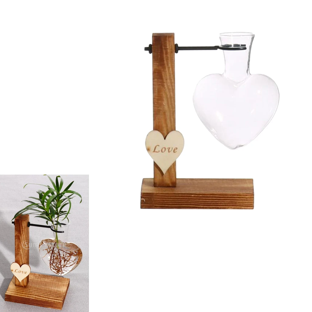 Glass Vase with Wooden Stand, Nice Decorative Crafts in the Bedroom, Living Room, Office, etc.