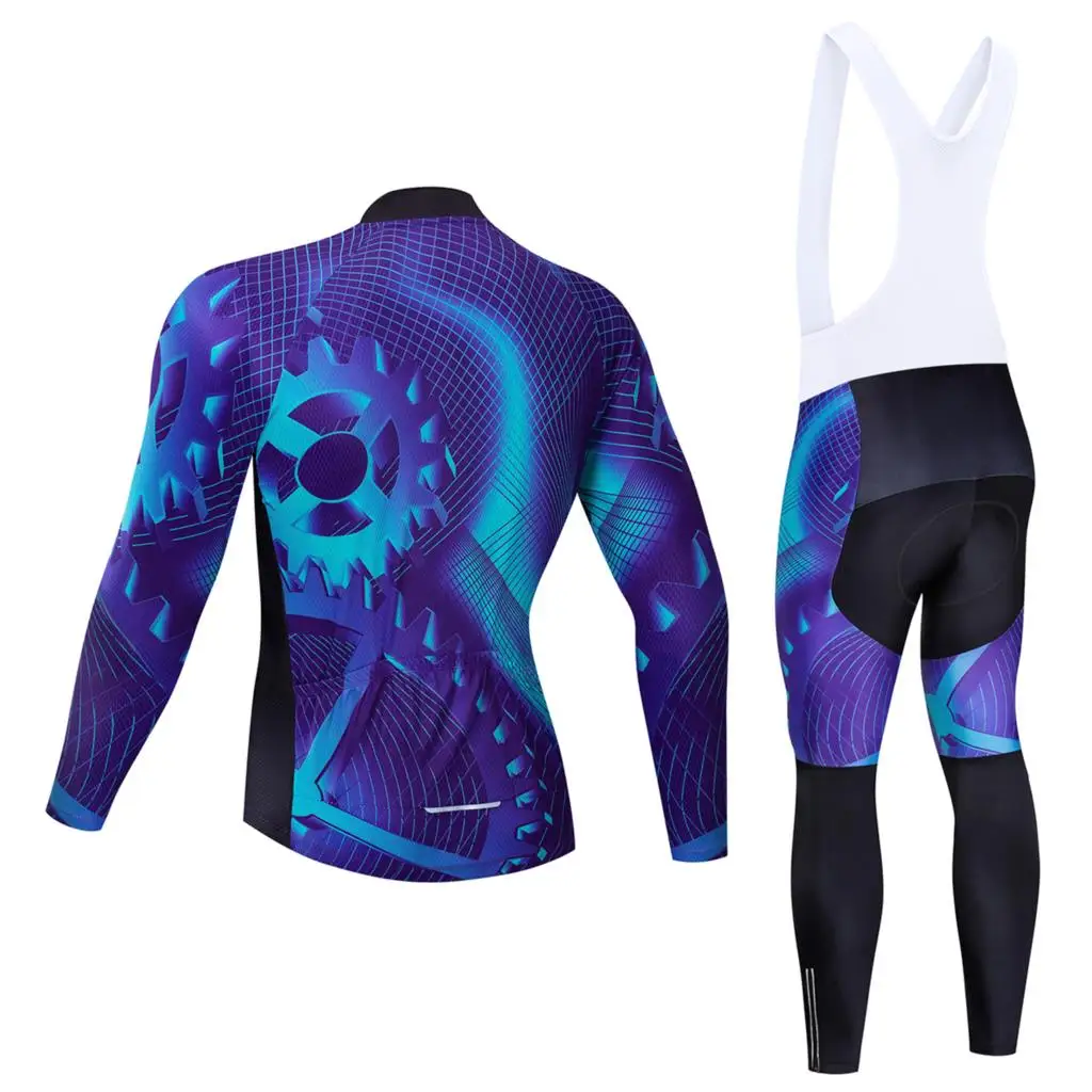 2020 TELEYI Men's Cycling Jersey Long sleeve set MTB Bike Clothing Maillot Ropa Ciclismo Hombre Bicycle Wear 9D GEL bib pants