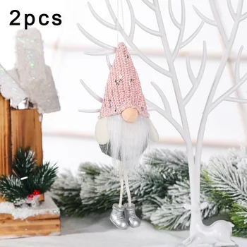 

2*Christmas Decoration Christmas Gnome Plush Doll Pendant Xmas Tree Hanging Ornament Party Decor Gift
