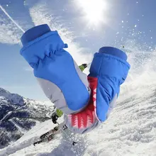 Зимние лыжные водонепроницаемые перчатки с рисунком для мальчиков и девочек, милые детские Нескользящие теплые ветрозащитные варежки Y98F