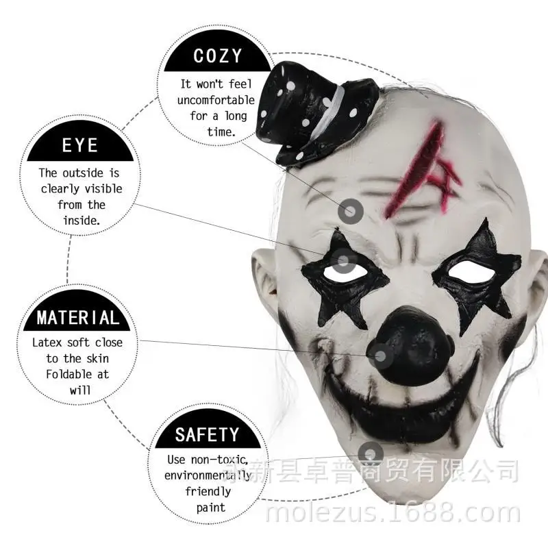 

Halloween Black And White Clown Mask/Spoof Horror Mask Ball Performance Dressing up Props Clown Mask
