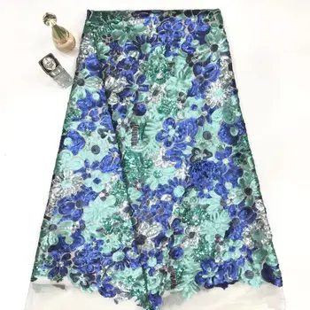 

high quality african french net lace fabric Bridal Embroidered lace fabric Sequins Flower tulle lace