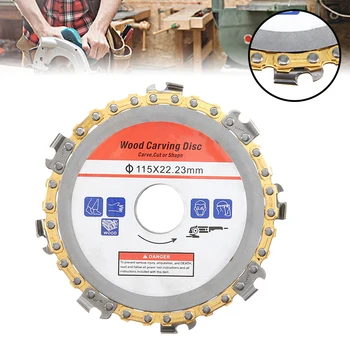 

1pc Wood Carving Disc Woodworking Angle Grinder Disc 14 Tooth Chain Saw Blade for Woodcarving Cutting Carving Plate Tool