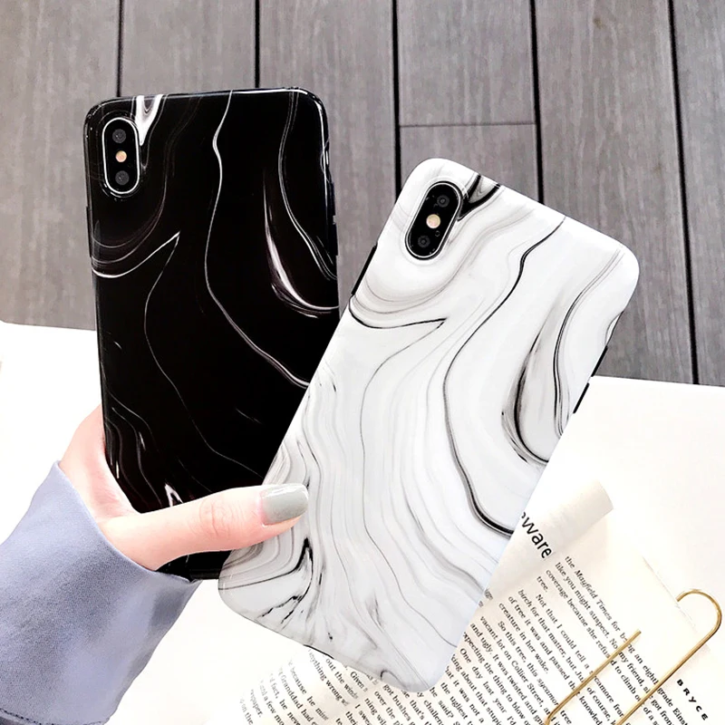 

Geometric Marble Texture Phone Cases For iPhone 6 6S 7 8 Plus XR XS Max X Soft IMD Silicon Electroplated Back Cover Coque Case