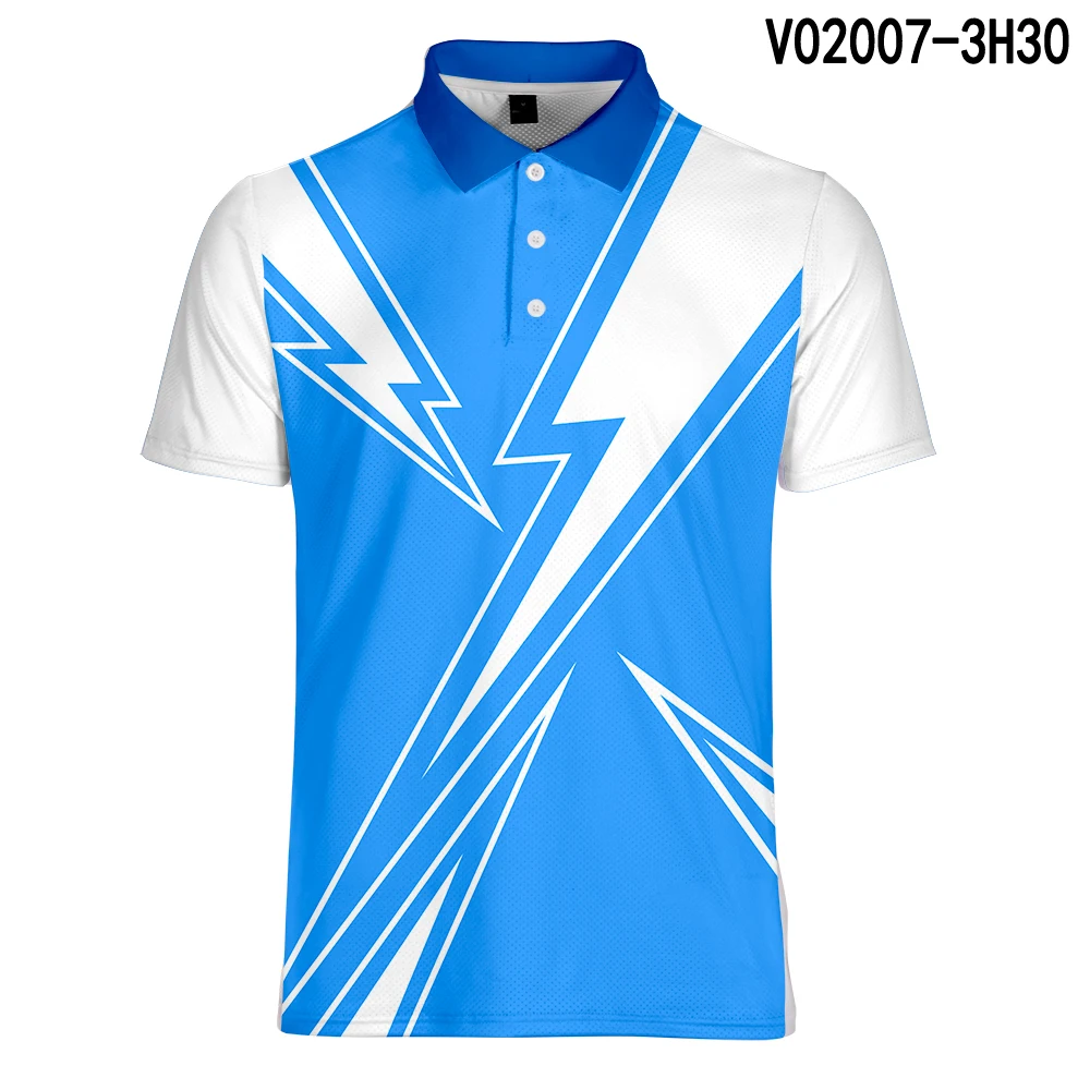 WAMNI теннисная футболка, модная мужская градиентная 3D Молодежная рубашка поло, повседневная спортивная рубашка с отложным воротником, полосатая Мужская рубашка поло с коротким рукавом - Цвет: V02007