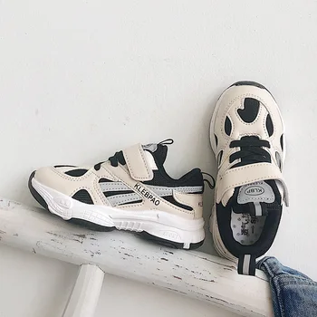 

2019 Autumn Kid's Shoes Casuals Hook & Loop Shallow Round Toe Neutral Flat Heels Air mesh Non-slip Y-88