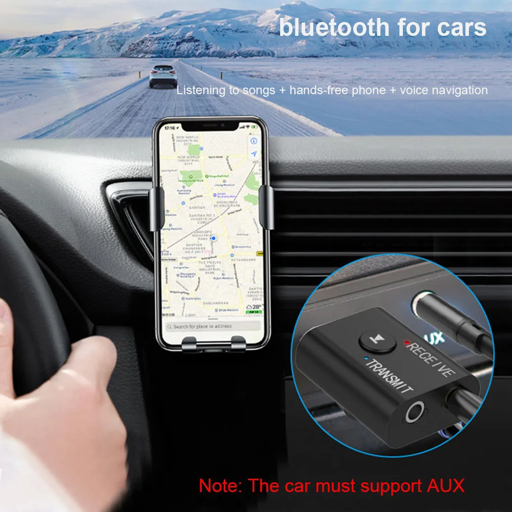 2 IN 1 Wireless Audio Receiver Transmitter Bluetooth 5.0 Audio Adapter Dual Function USB Dongle For Car Speaker Headphones