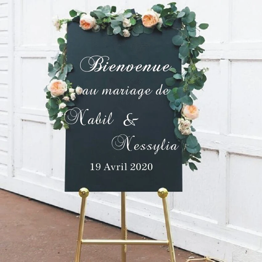 

French Wall Stickers Wedding Decal Custom Names Date Vinyl Wall Sticker Wedding Sign Graphic Venue Decor Wall Art Poster B091