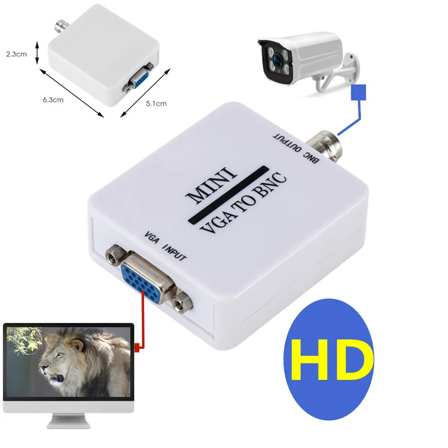 VGA BNC Converter Mini HD VGA to BNC Video Converter Box Composite VGA to BNC Adapter Digital Switcher Box For HDTV Monitor