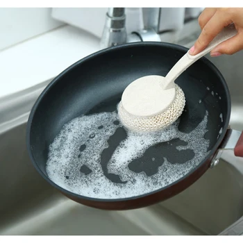 

Multifunction Kitchen Cleaning Brush Long-handle Washing Dishes Brush Dishwashing Wheat Straw Fiber Ball Pot Cleaning Tools