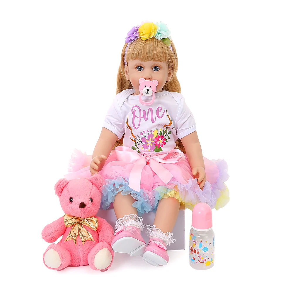 60 см Силиконовые мягкие куклы Reborn Baby Реалистичная Принцесса Девочка Кукла Длинные волосы Reborn Малыш День рождения Рождественские подарки игрушки для ребенка