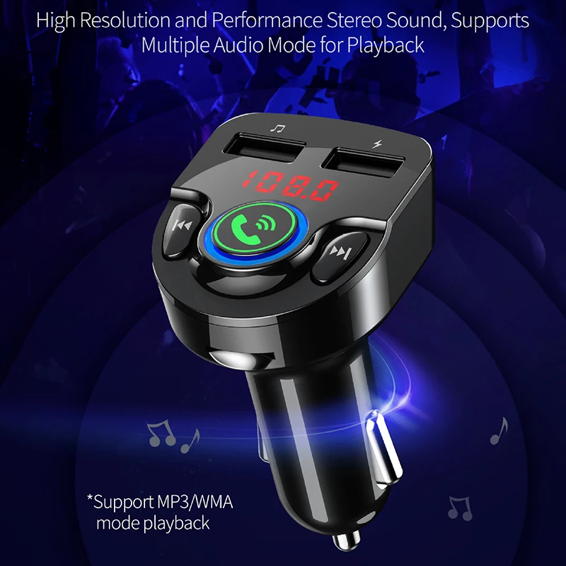 Автомобильный Bluetooth fm-передатчик, беспроводная гарнитура, автомобильный комплект, mp3-плеер, двойное USB зарядное устройство GV99