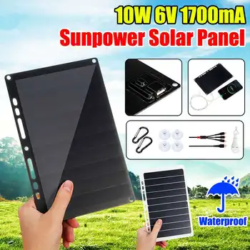 

10W 6V 1.7A Solar Panel USB Solar Power Bank Sunpower Solar Cells With Ring Binder Eyelet