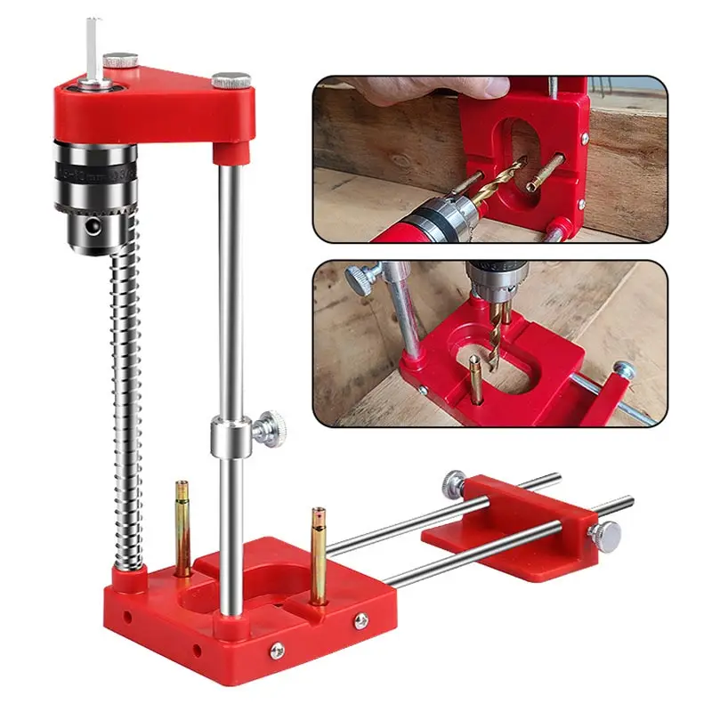 wood locator Carbon Steel Hand Drill Bracket Protable Woodworking Drill Locator Holder Mini Wood Boring Machine Accurate Bench Drilling wood pellet mill for sale