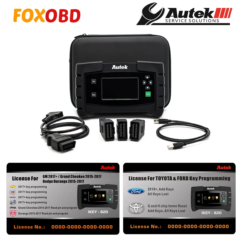

2019 Autek IKEY820 Car Key programmer OBD2 tool with two licenses software for Ford Toyota and For G.M Grand Cheokee and Dodge