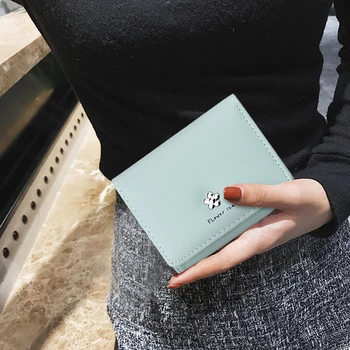 

Korean Flower Women Purse Card Holder PU Short Clutch Men Women Money Bag Small Ladies Card Fashion Bags Decoration
