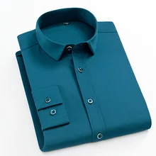 Эластичная ткань твердый спрайн осень формальные мужские рубашки с длинным рукавом нежелезные тонкие подходят Смарт повседневные мужские рубашки