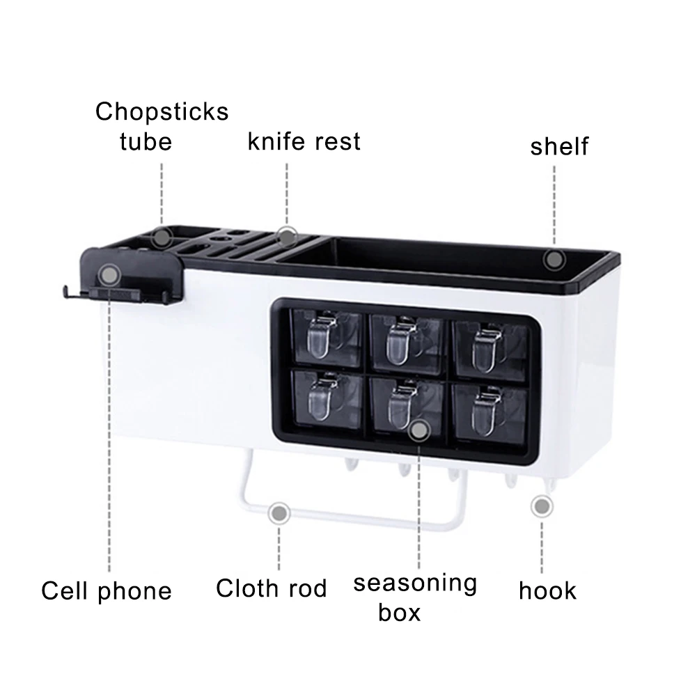 Кухня настенное крепление столовые приборы емкость для приправ ящик для хранения полка Домашний Органайзер кухонные приспособления кухонные аксессуары