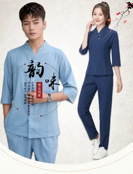 

Hotel Overalls Waitress Men Women Uniform Cafe Camarero Work Clothes Women Men Waiter Uniforme F614