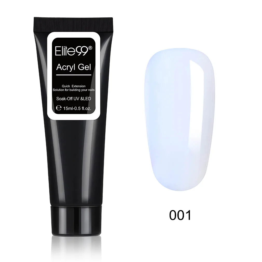 15ml - 001 Elite99 акриловый полигель французский дизайн ногтей розовый белый металл с прозрачными кристаллами УФ-гель для наращивания ногтей - Цвет: 15ml - 001