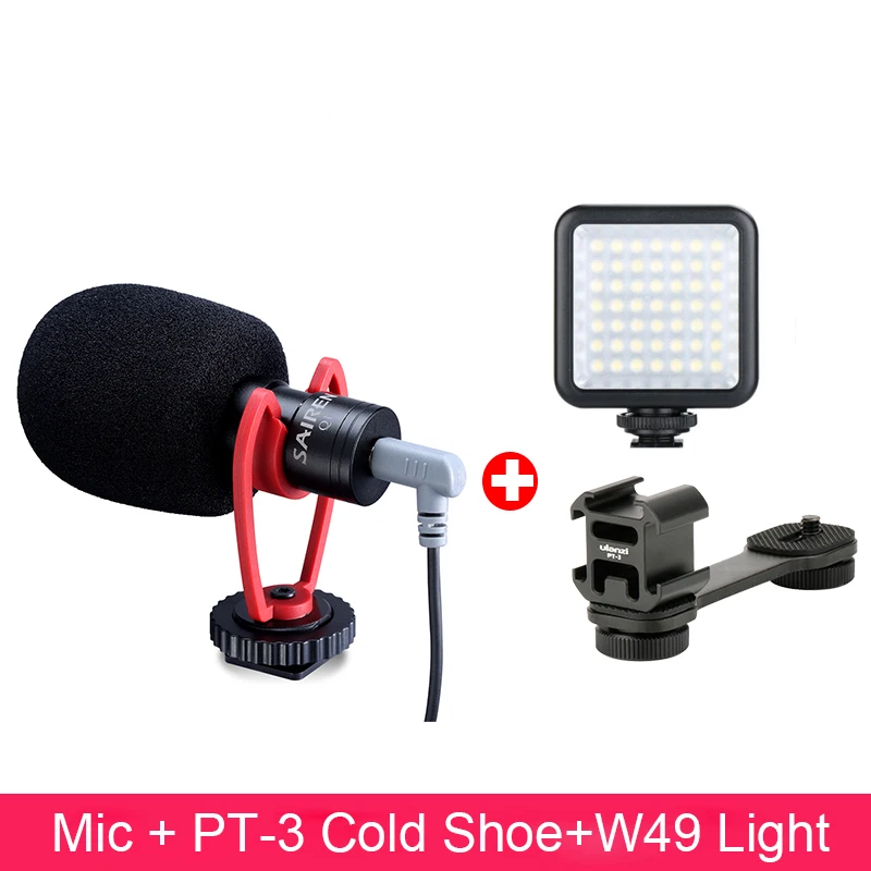 Микрофон с шарнирными аксессуарами светодиодный видео светильник Холодный башмак Youtube Vlogging видео установка для DJI osmo mobile Moza смартфонов - Цвет: Mic W49 LED PT3