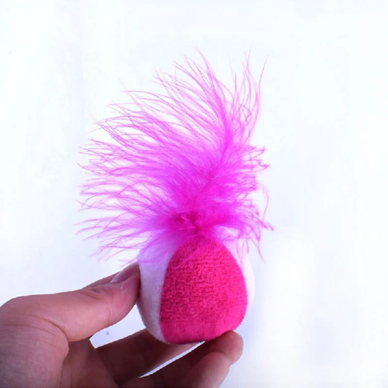 

Pet Cat Interactive Shuttlecock Ball Toys Teasing Cat Plush Bell Ball With Feather And Catnip cat toys interactive cat toys ball