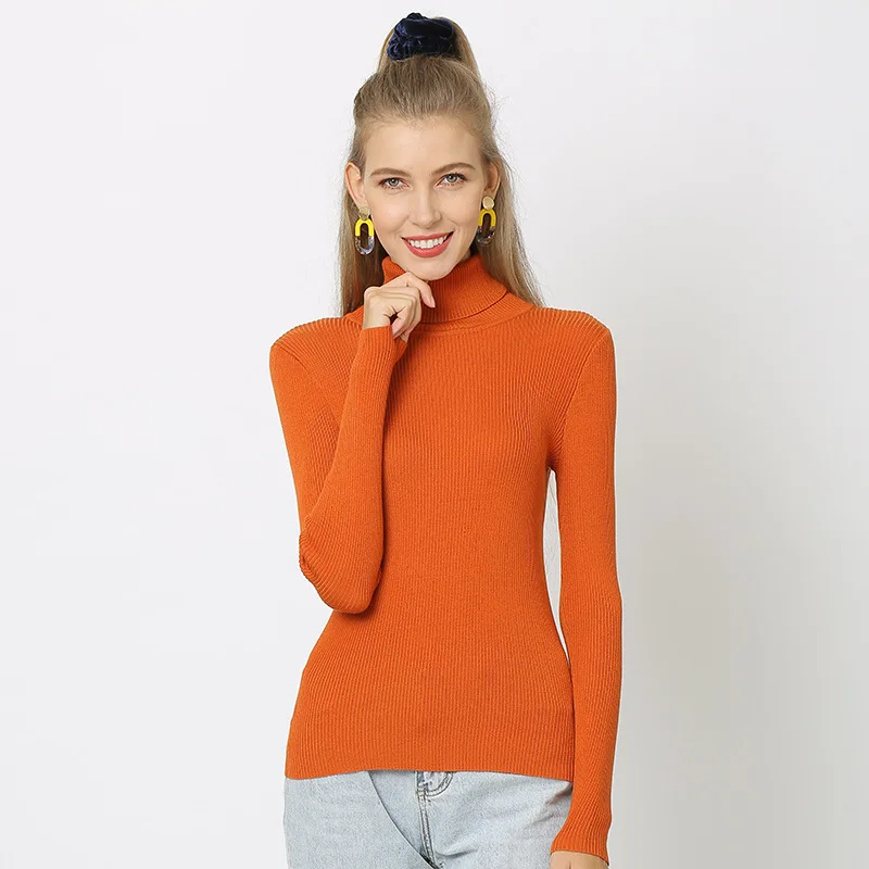 

2020 Autumn Winter Thick Sweater Women Knitted Ribbed Pullover Sweater Long Sleeve Turtleneck Slim Jumper Soft Warm Pull Femme