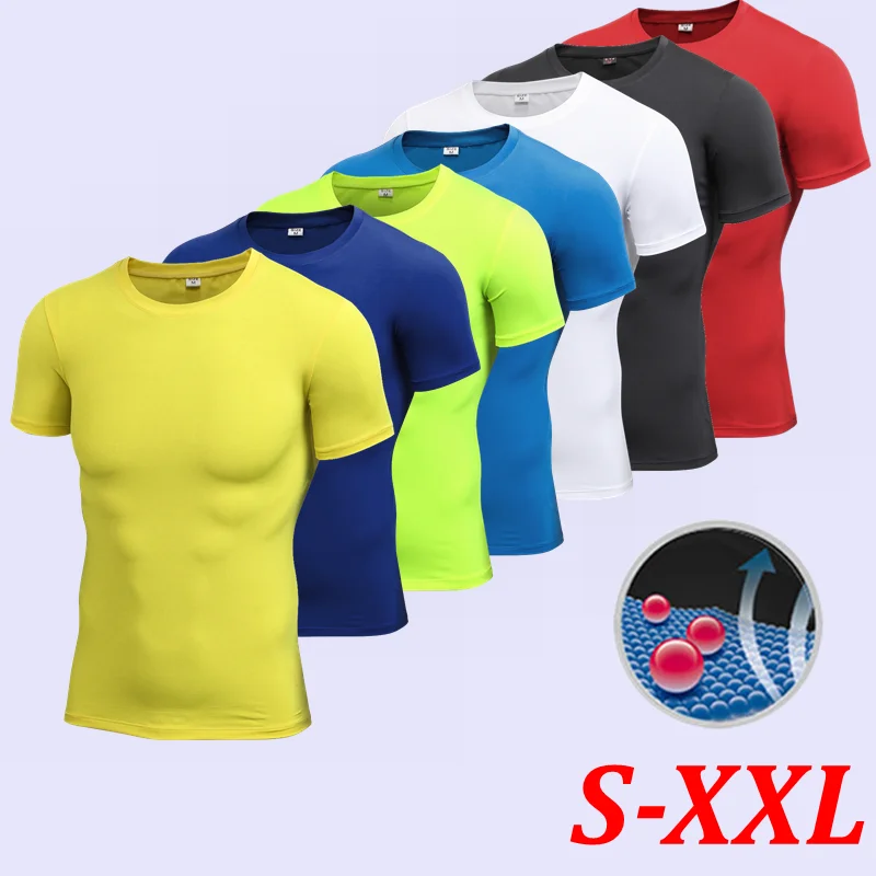 Men's PRO Fitness Running Tights T-shirt Hot Selling Stretch Quick-drying Short-sleeved Shirt