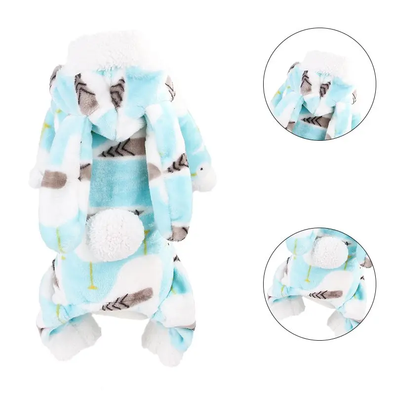 Домашний плюшевый кролик дизайнерское пальто утепленные 4 брюки с широкими штанинами ветрозащитная одежда с принтом в виде собак милые теплые спортивные костюмы собачья Пижама Мягкий комбинезон для собак