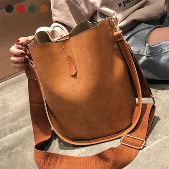 

Women Solid Pattern Over the Shoulder Bag Big capacity Capacious Bag Retro Elegant Shopping Bags Leather PU Bucket Handbag