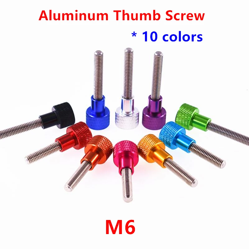 5pcs Aluminum Thumb Screw M6 Aluminum knurled head Stainless steel hand