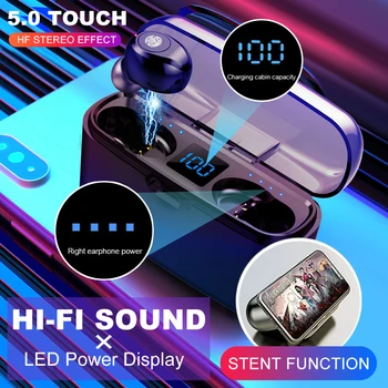 

F9 TWS Bluetooth Earphone Wireless Headphones Touch Control LED display Bluetooth 5.0 Gaming Headset with 2200mAh charging box