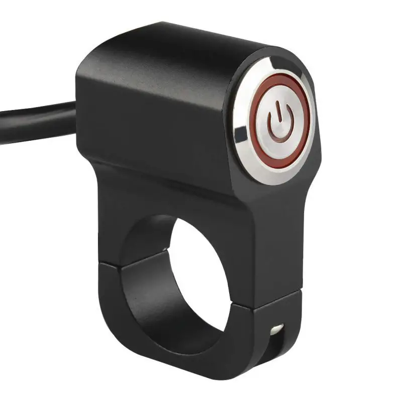 Red self-locking Мотоцикл трамвай модифицированный фара прожектор Динамик 12V Алюминий светодиодный Мотоцикл Кнопка Unviersal - Цвет: Red self-locking