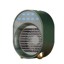 Ventilador condicionado portátil com 3 engrenagens, umidificador com luz noturna e recarregável, ventilador e refrigerador de ar pessoal para escritório