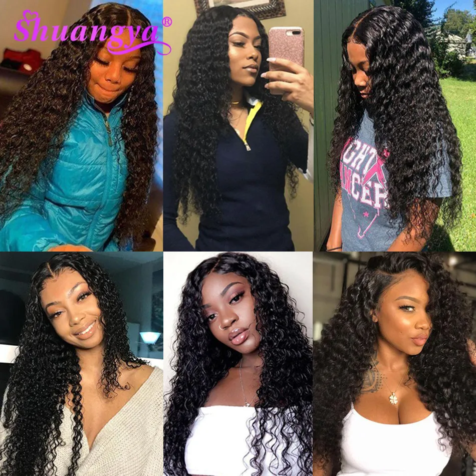 Brazilian Deep Wave Bundles With Closure 5x5 Closure With Bundles Transparent Lace Closure 3/4 Bundles With Closure Shuangya