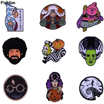 

20pcs/lot A3887 Patchfan Cartoon Anime Enamel Brooch Horror Movie Character Alloy Badge Clothes Bag Pin Punk Jewelry Gift