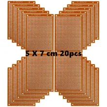 Placas de pwb compósitos de papel de cobre do perfboard 20 pces (5 cm x 7 cm) placa de pão universal única face placa de circuito impresso