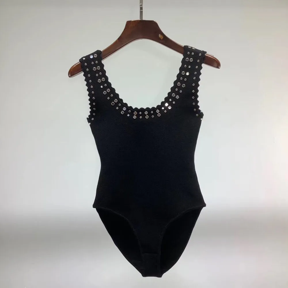 Осень Новые заклепки бисером женщин сексуальный жилет play-Suit