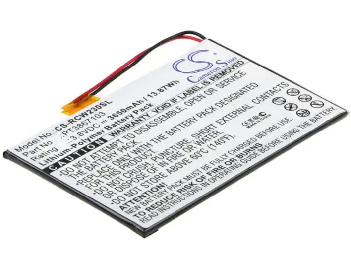Cameron sino 3650 мАч батарея для RCA " RCT6272W23 PT3867103 планшет батарея