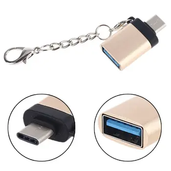 

Metal Type C Male to USB 3.0 Female OTG Adapter Converter With Chain for Cellphone Smart Phones Tablet U Disk Keyboard