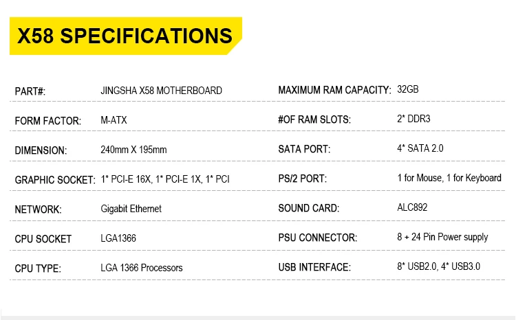 Intel X58 чипсет LGA1366 материнская плата с двухканальным DDR3 32 Гб USB 3,0
