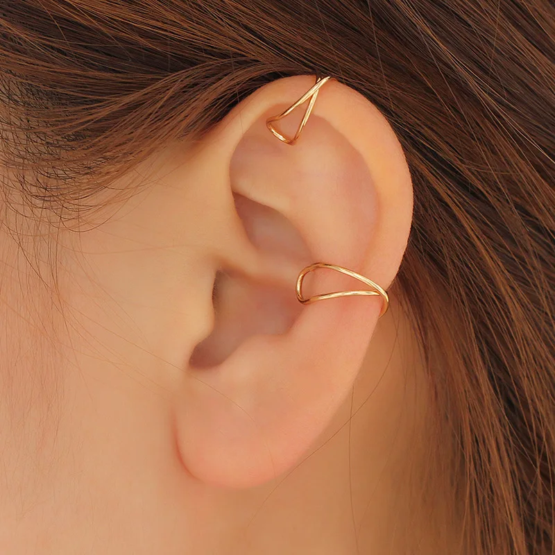 

2019 women's earring Wave Ear Cuff Cartilage Earrings Women Stainless Steel Twisted Boho Jewelry Fake Conch Piercing Ear Studs