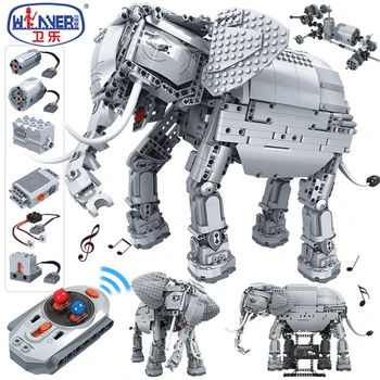 

JEMLOU 1542pcs Creative Building Blocks Technic RC Remote Control Elephant Animal Electric Bricks Toys for Children Gifts